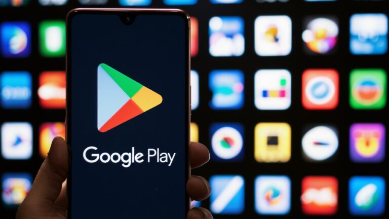 A phone screen showing the Google play store icon