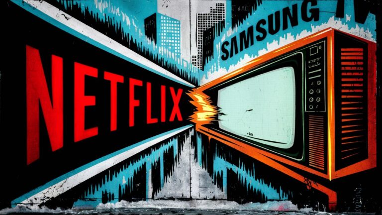 An illustration poster about Netflix and Samsung TV