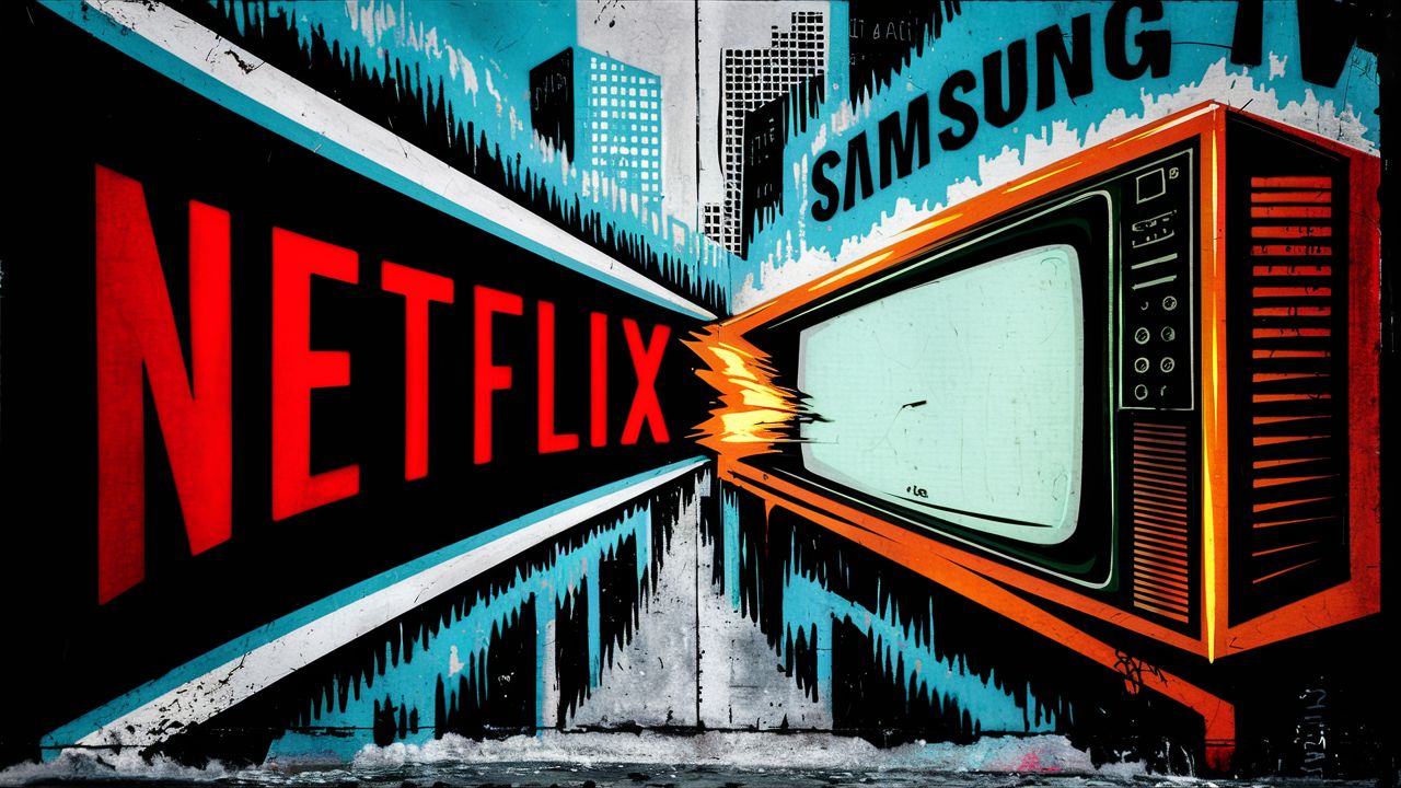 An illustration poster about Netflix and Samsung TV
