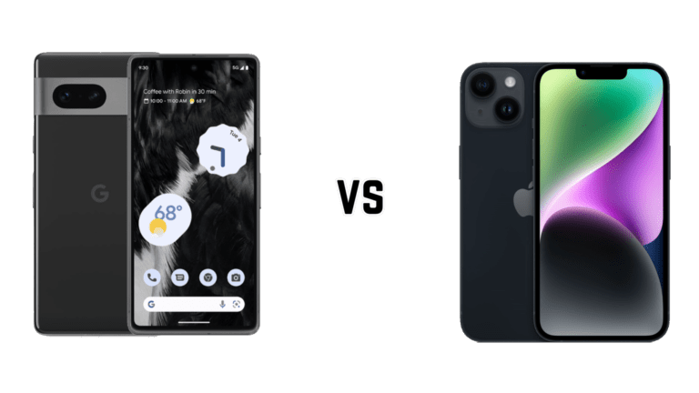 The Pixel 7 and iPhone 14.