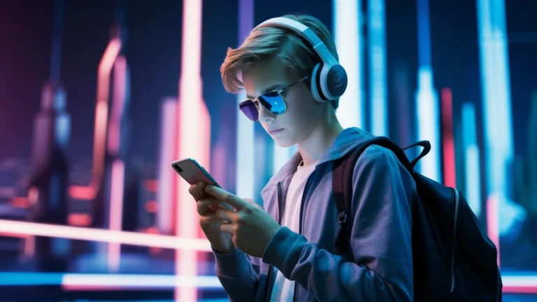 a kid holding a smartphone