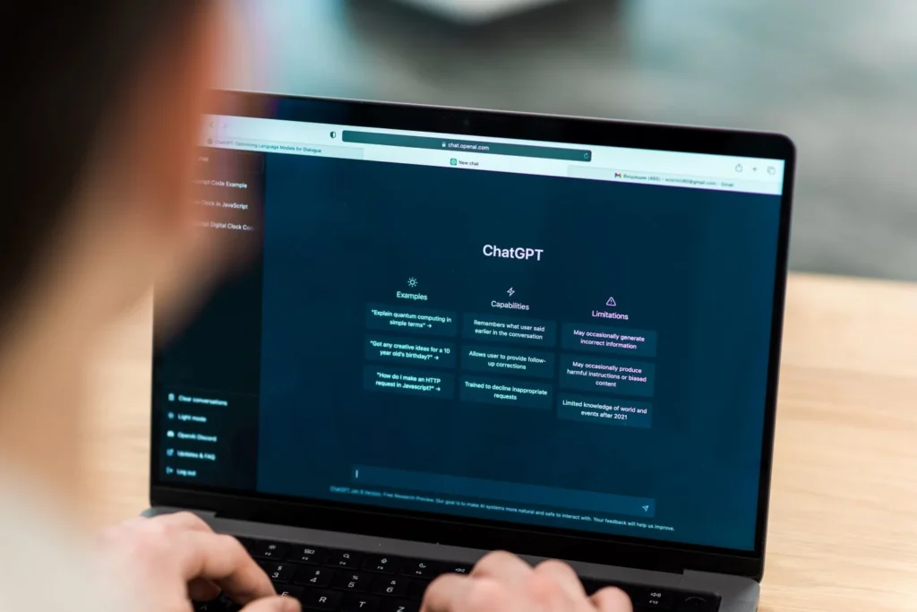 a close-up on a laptop displaying ChatGPT