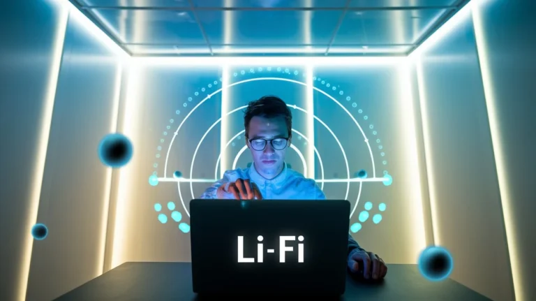 a person using a device with Li-Fi technology